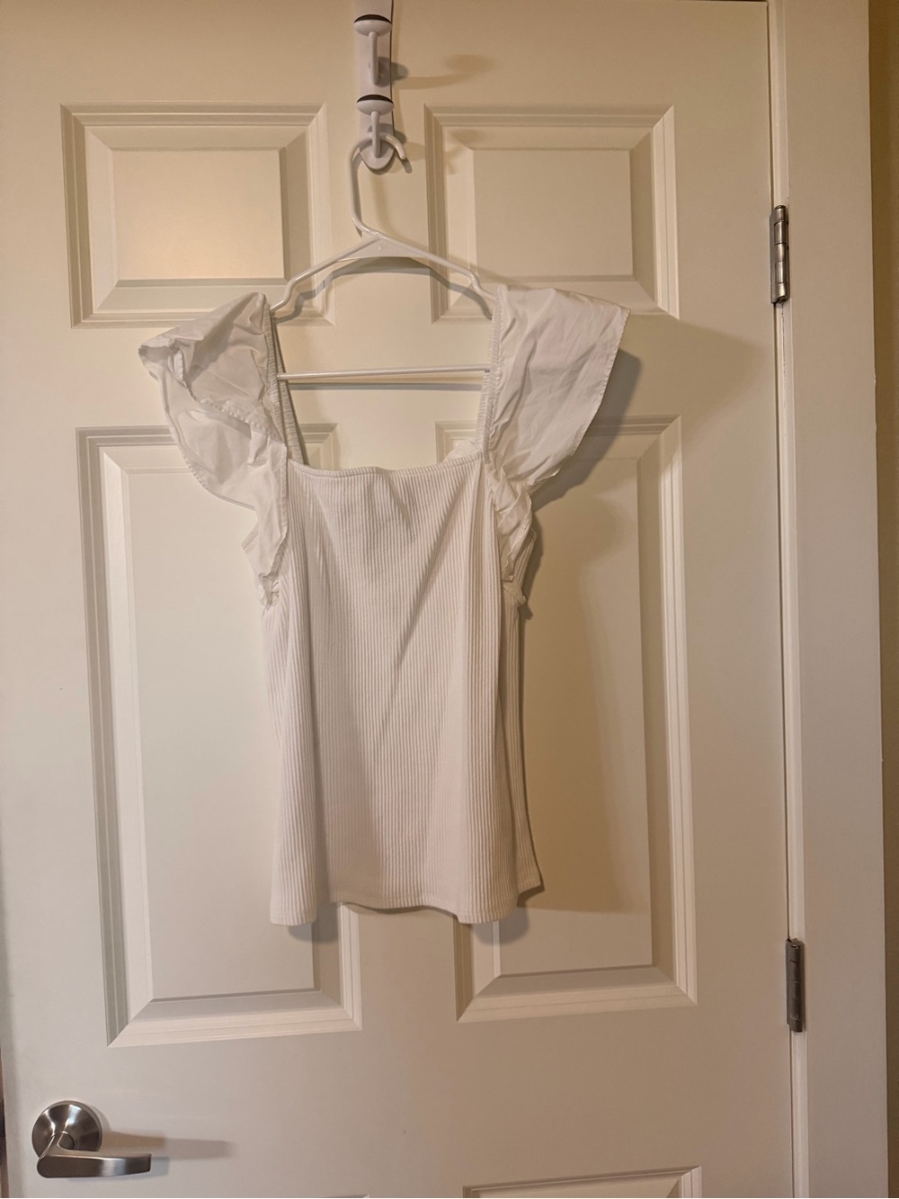 a new day White Ruffle Sleeve Ribbed Camisole